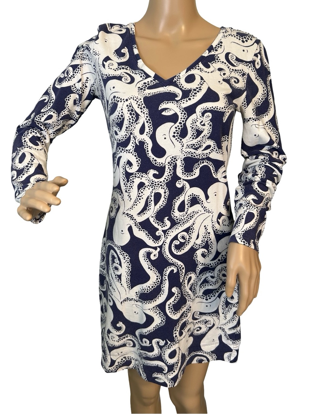 Lilly Pulitzer Navy and White Octopus Print Dress. Size small